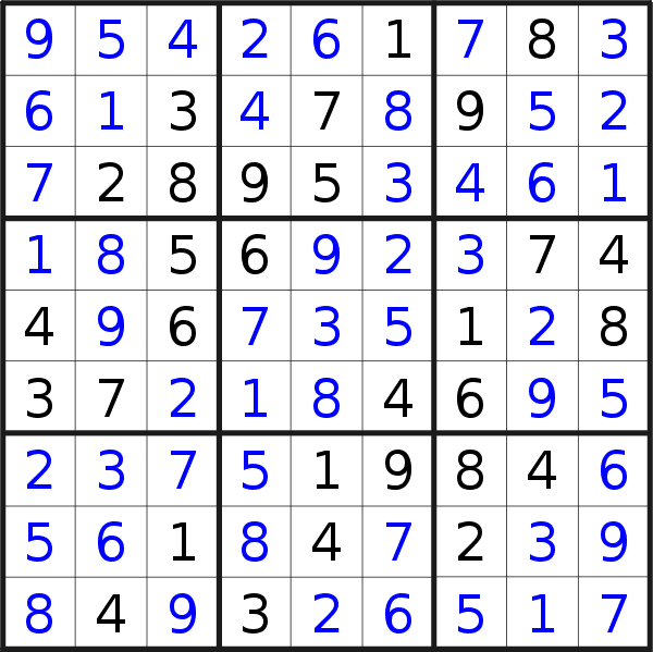 Sudoku solution for puzzle published on Friday, 15th of May 2020