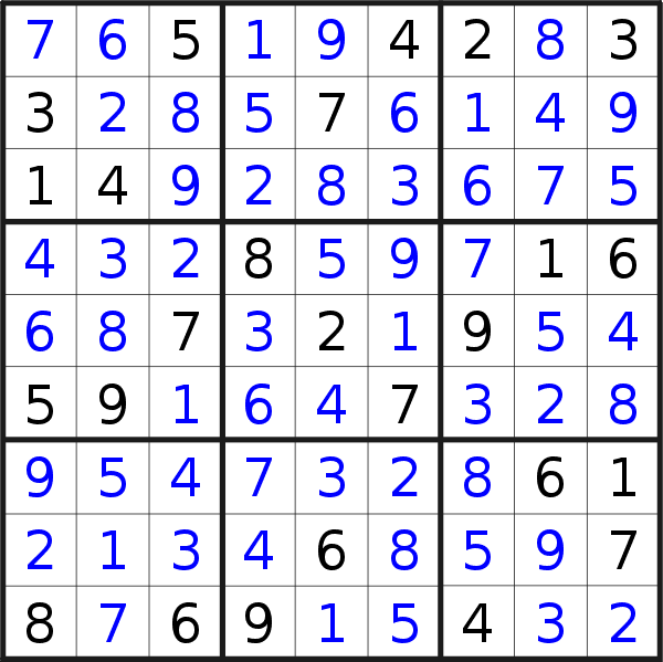 Sudoku solution for puzzle published on Friday, 22nd of May 2020