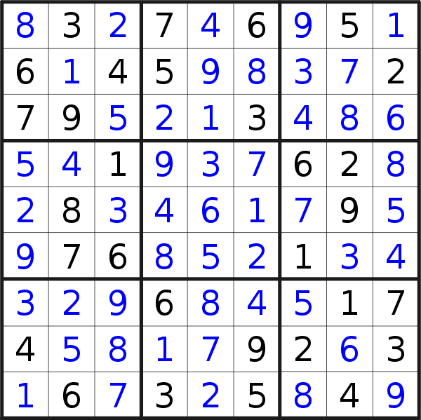 Sudoku solution for puzzle published on Saturday, 23rd of May 2020