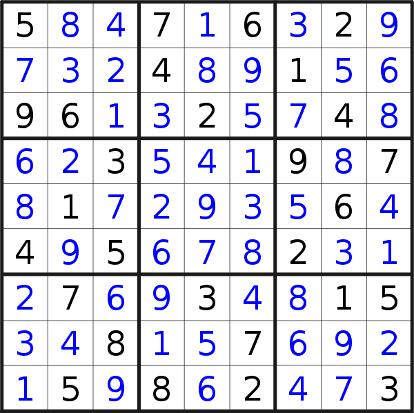 Sudoku solution for puzzle published on Sunday, 24th of May 2020