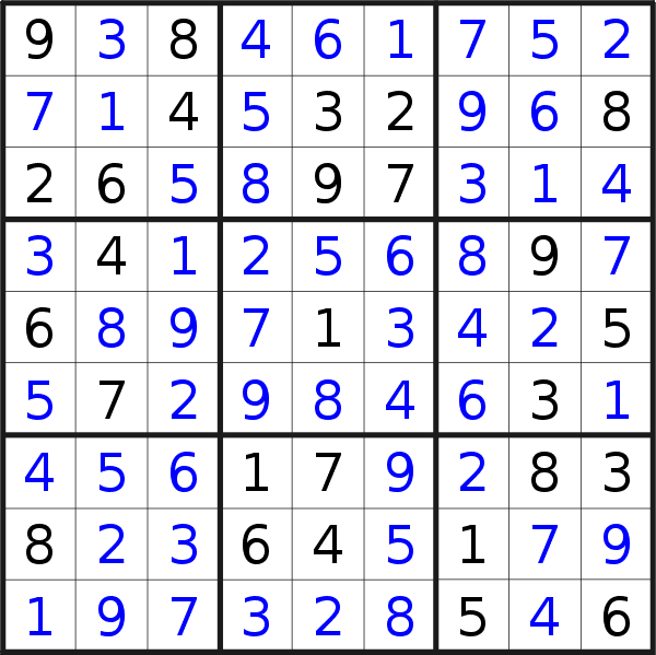 Sudoku solution for puzzle published on Friday, 29th of May 2020