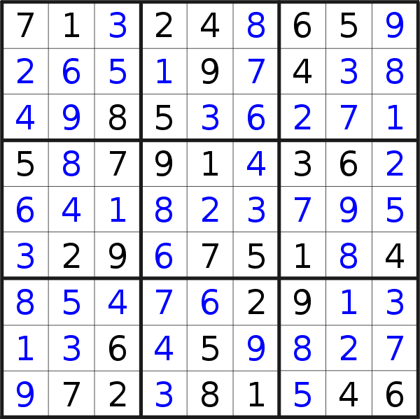 Sudoku solution for puzzle published on Saturday, 30th of May 2020