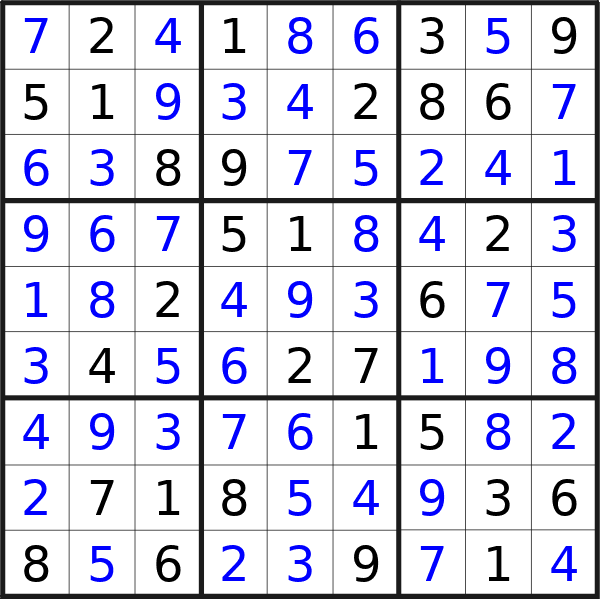 Sudoku solution for puzzle published on Wednesday, 28th of February 2024