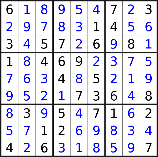 Sudoku solution for puzzle published on Friday, 1st of March 2024