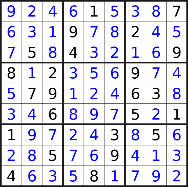 Sudoku solution for puzzle published on Sunday, 3rd of March 2024