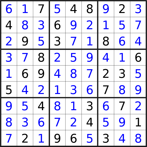 Sudoku solution for puzzle published on Monday, 4th of March 2024