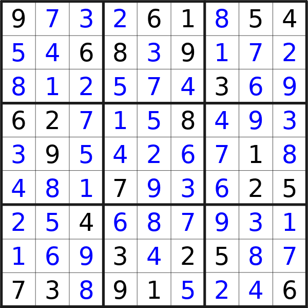 Sudoku solution for puzzle published on Thursday, 14th of March 2024