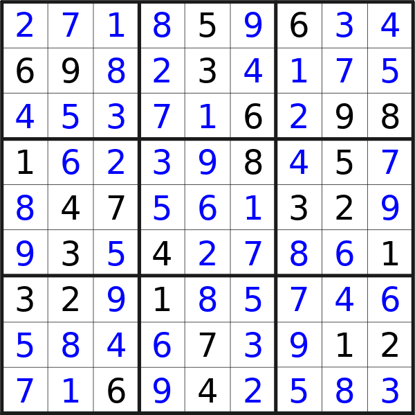 Sudoku solution for puzzle published on Tuesday, 19th of March 2024