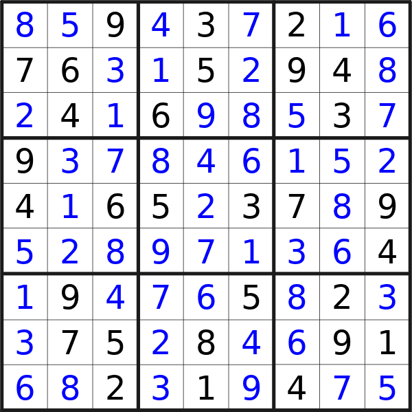 Sudoku solution for puzzle published on Friday, 29th of March 2024
