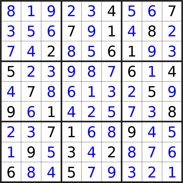Sudoku solution for puzzle published on Saturday, 30th of March 2024