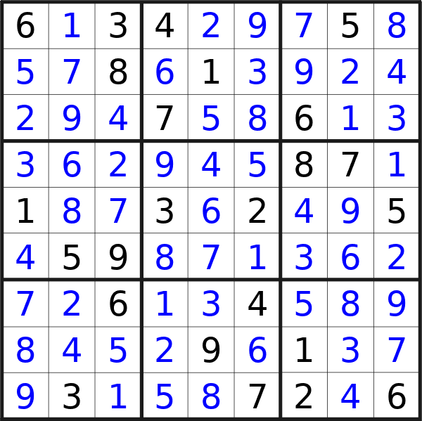 Sudoku solution for puzzle published on Thursday, 4th of April 2024