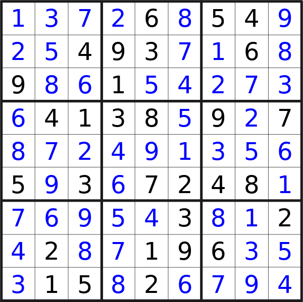 Sudoku solution for puzzle published on Friday, 5th of April 2024
