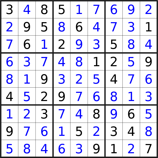 Sudoku solution for puzzle published on Sunday, 14th of April 2024