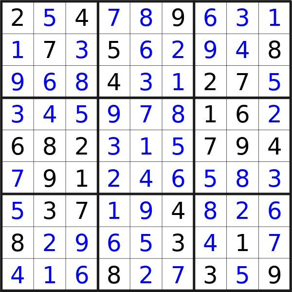 Sudoku solution for puzzle published on Wednesday, 17th of April 2024