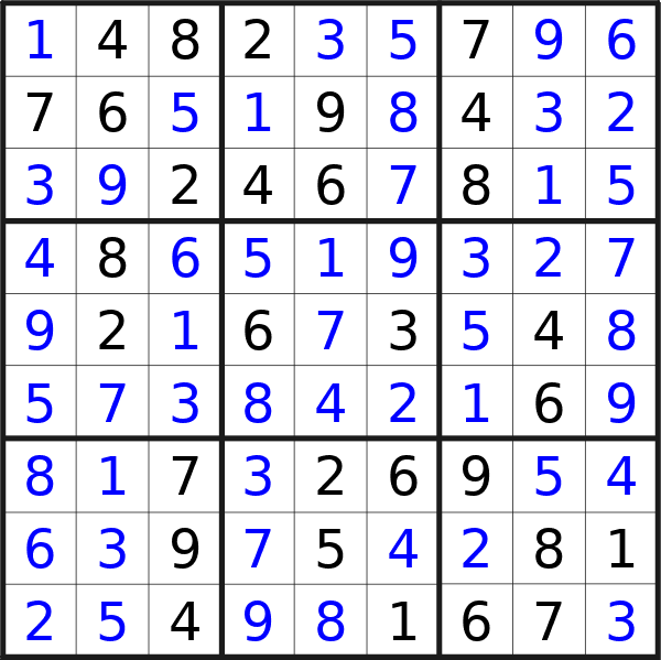 Sudoku solution for puzzle published on Saturday, 20th of April 2024