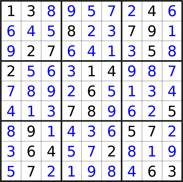 Sudoku solution for puzzle published on Tuesday, 23rd of April 2024