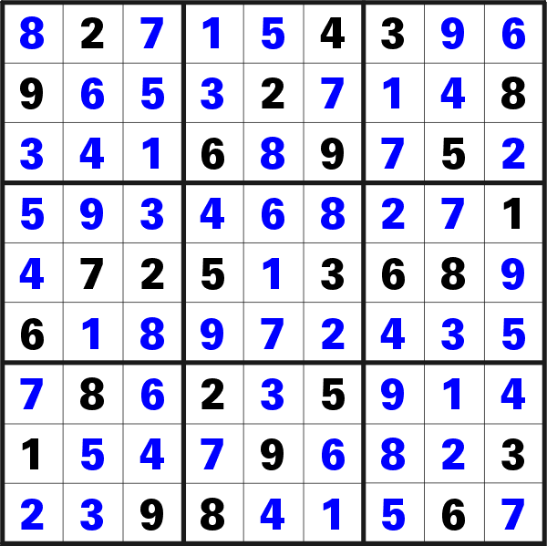 A solved sudoku puzzle