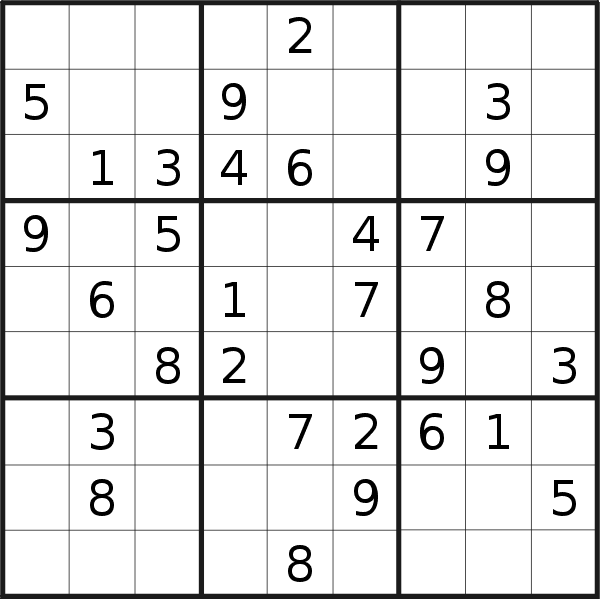 Sudoku puzzle for <br />Saturday, 18th of January 2020