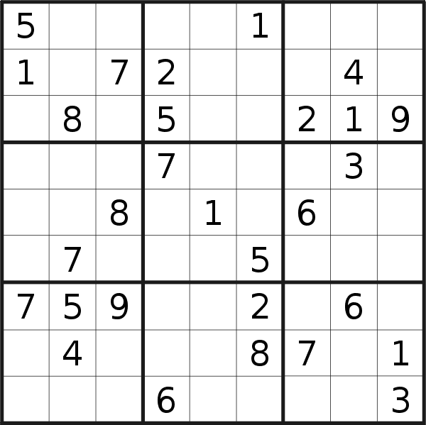 Sudoku puzzle for <br />Sunday, 19th of April 2020