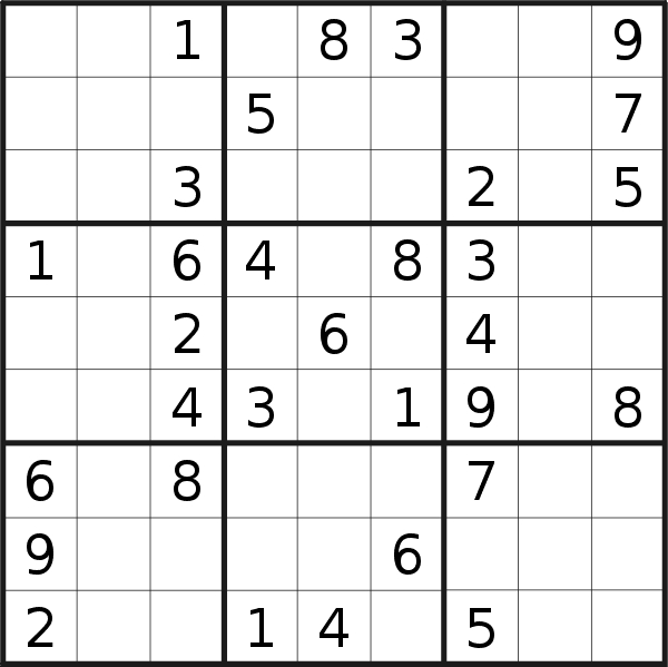 Sudoku puzzle for <br />Friday, 8th of January 2021