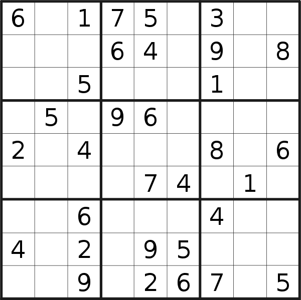 Sudoku puzzle for <br />Saturday, 16th of January 2021