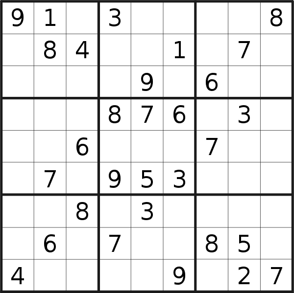 Sudoku puzzle for <br />Sunday, 17th of January 2021