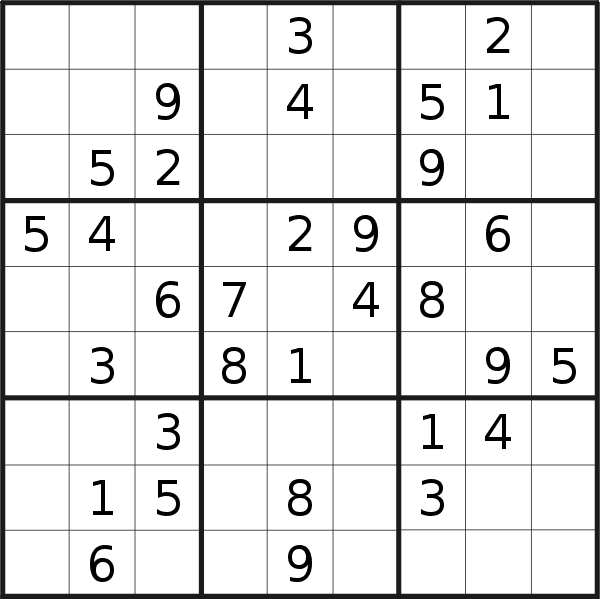 Sudoku puzzle for <br />Sunday, 24th of January 2021