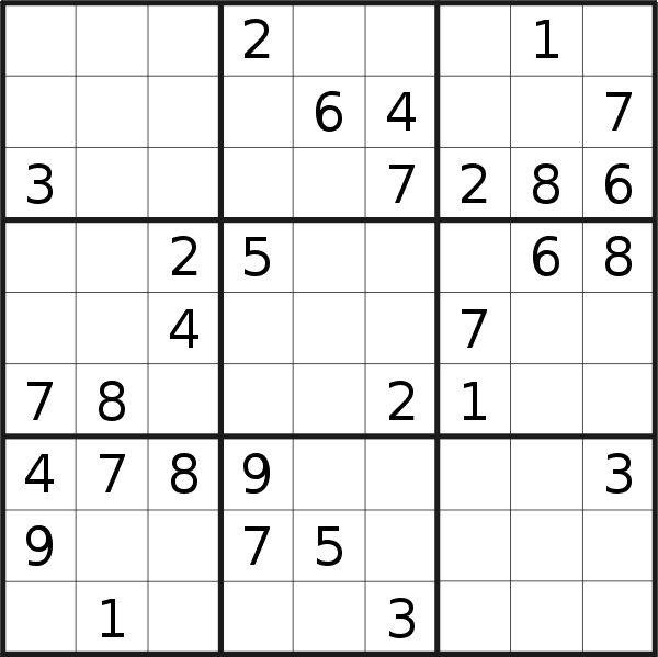 Sudoku puzzle for <br />Tuesday, 26th of January 2021