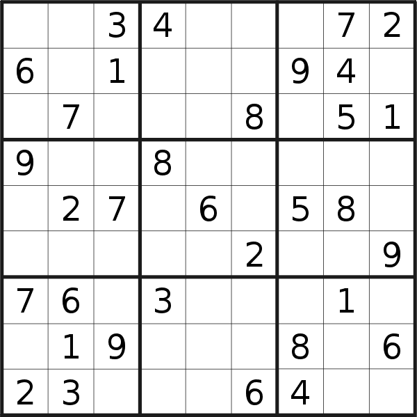 Sudoku puzzle for <br />Saturday, 30th of January 2021