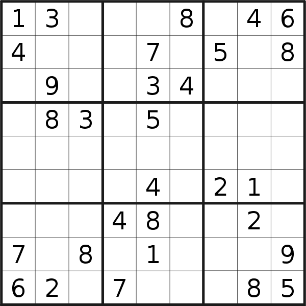 Sudoku puzzle for <br />Sunday, 7th of February 2021