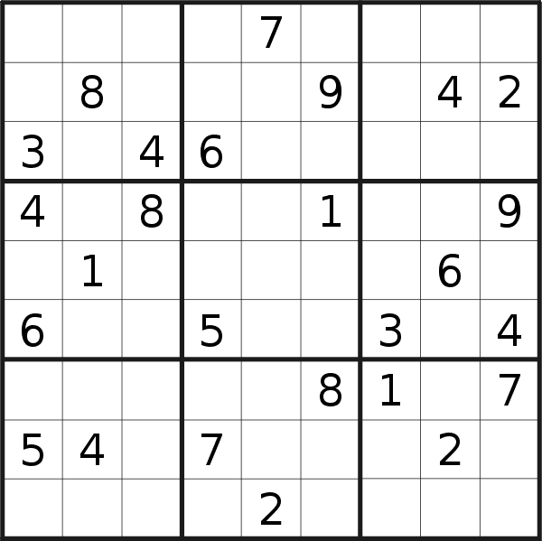 Sudoku puzzle for <br />Tuesday, 9th of February 2021