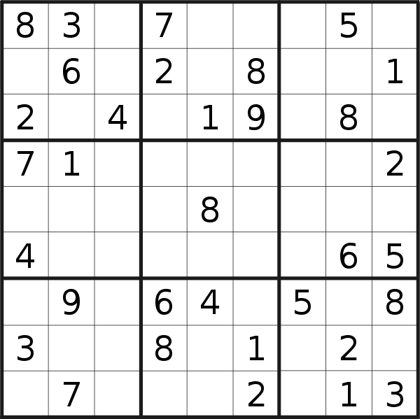 Sudoku puzzle for <br />Friday, 12th of February 2021