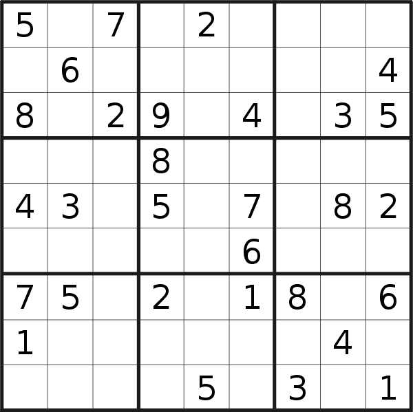 Sudoku puzzle for <br />Sunday, 14th of February 2021