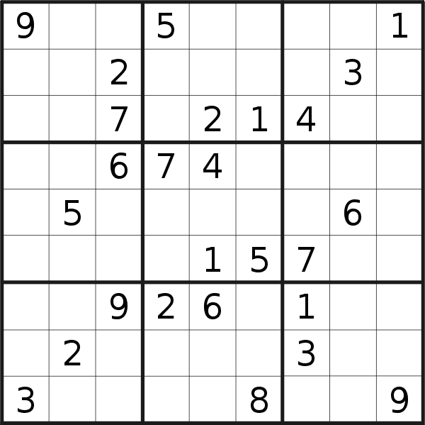 Sudoku puzzle for <br />Monday, 8th of March 2021