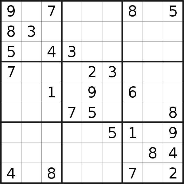 Sudoku puzzle for <br />Saturday, 13th of March 2021