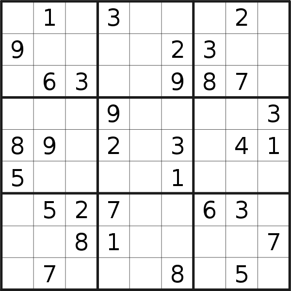 Sudoku puzzle for <br />Monday, 22nd of March 2021