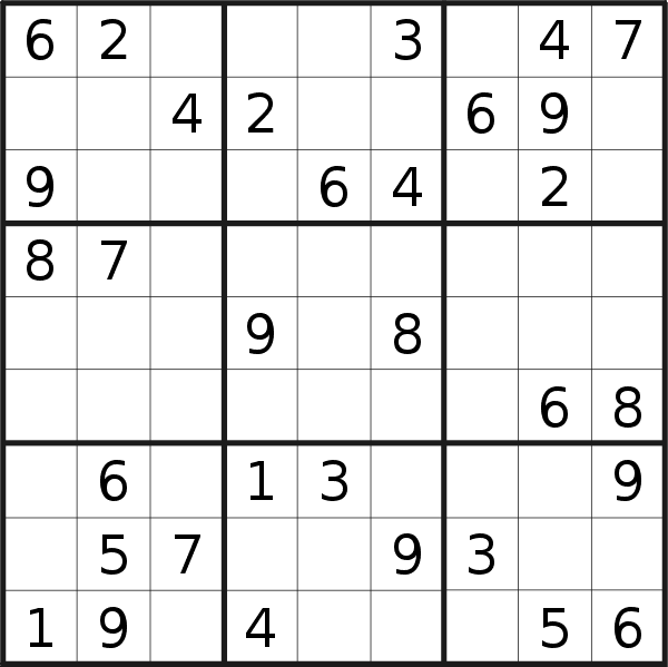 Sudoku puzzle for <br />Saturday, 3rd of April 2021
