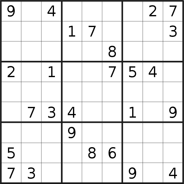 Sudoku puzzle for <br />Sunday, 4th of April 2021