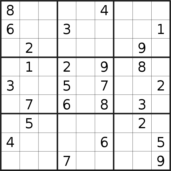 Sudoku puzzle for <br />Monday, 5th of April 2021