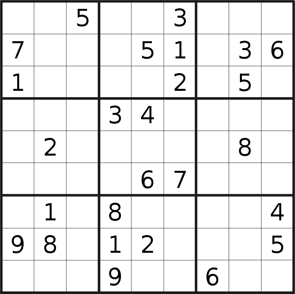 Sudoku puzzle for <br />Thursday, 5th of August 2021