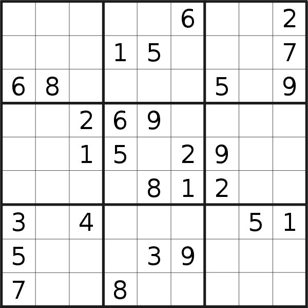 Sudoku puzzle for <br />Sunday, 2nd of January 2022