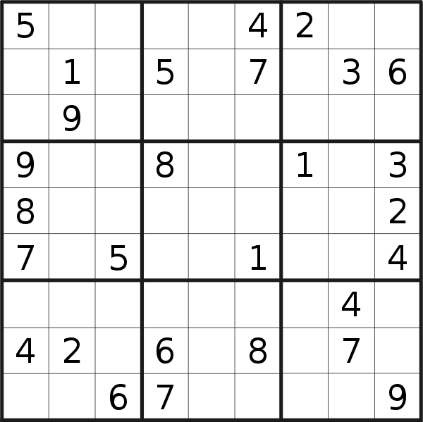 Sudoku puzzle for <br />Monday, 3rd of January 2022