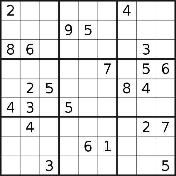 Sudoku puzzle for <br />Thursday, 6th of January 2022