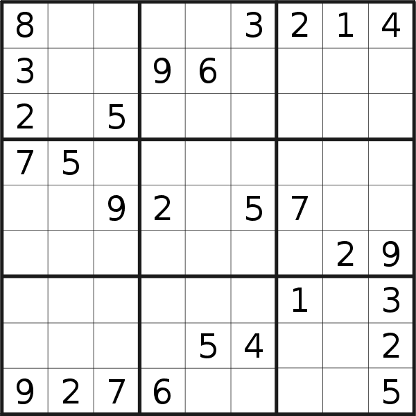 Sudoku puzzle for <br />Sunday, 9th of January 2022
