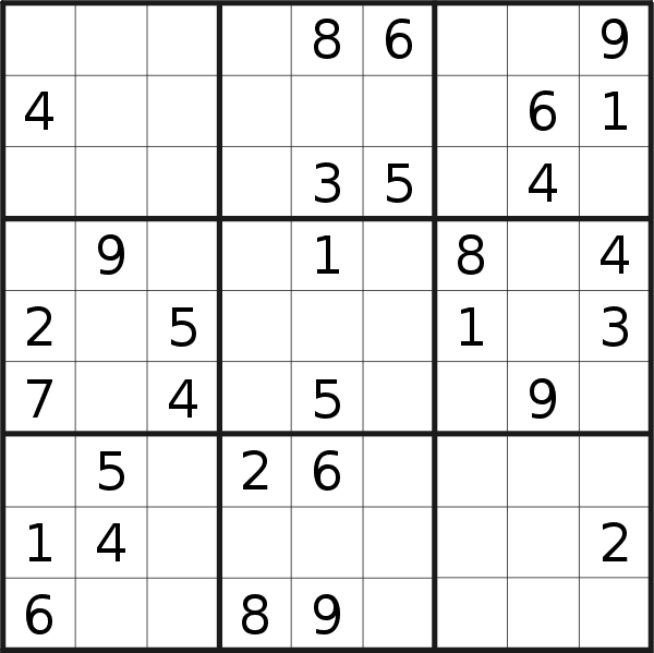 Sudoku puzzle for <br />Tuesday, 11th of January 2022