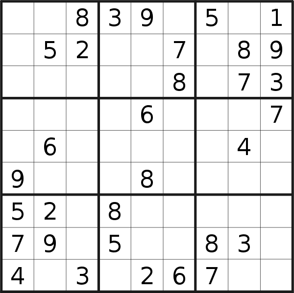Sudoku puzzle for <br />Sunday, 16th of January 2022