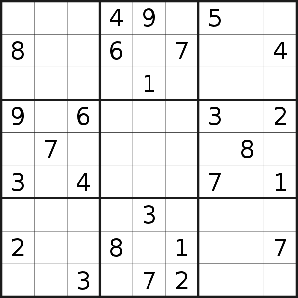 Sudoku puzzle for <br />Tuesday, 18th of January 2022
