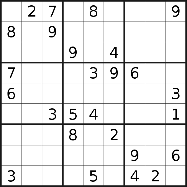 Sudoku puzzle for <br />Wednesday, 19th of January 2022
