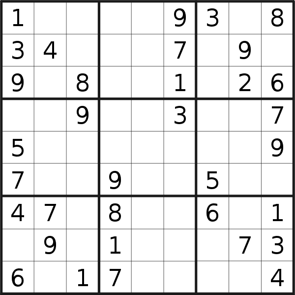 Sudoku puzzle for <br />Sunday, 23rd of January 2022
