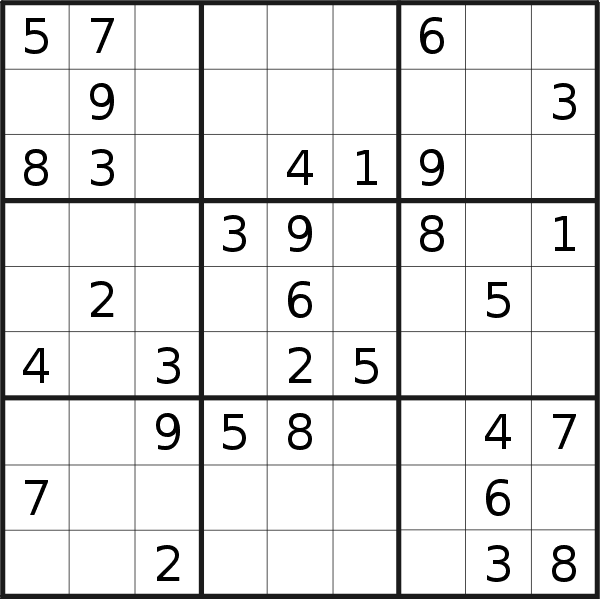 Sudoku puzzle for <br />Thursday, 24th of March 2022